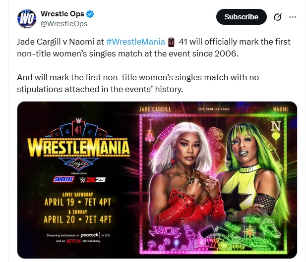 History Made: Cargill vs. Naomi is First Non-Title, No-Stipulation Women's Match at WrestleMania